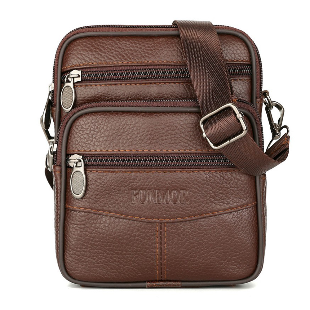 Manufacturer direct selling foreign trade leather small bag men's messenger single shoulder bag head leather mobile phone bag waist bag dual-purpose bag