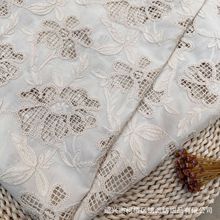 棉布激光盘绳绣花布 连衣裙衬衫镂空蕾丝刺绣面料