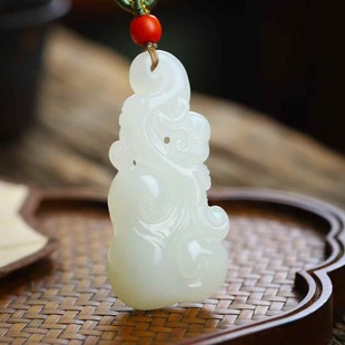Natural Xinjiang Hetian Jade Jade Supply Chain Qinghai Material Old Material White Jade Crafts Jade Ruyi Pendant with Certificate