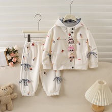 77519女童蝴蝶结休闲秋季2025新款女宝宝卡通春秋儿童洋气两件套