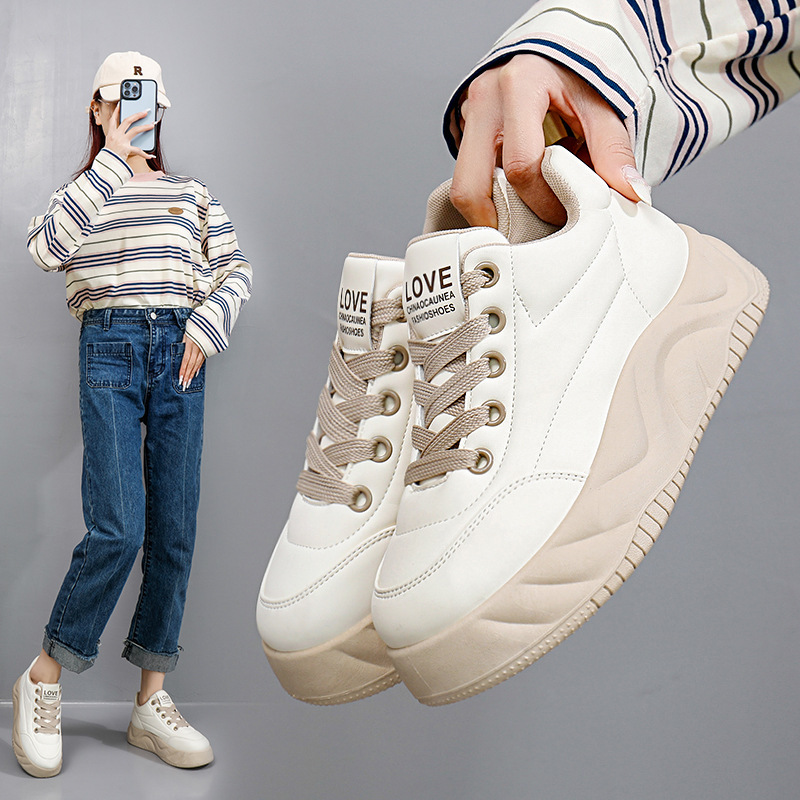 Bread Shoes Women's 2024 Spring and Summer New Women's Shoes Student Korean-style Ins Trendy All-match Thick White Shoes Casual Shoes