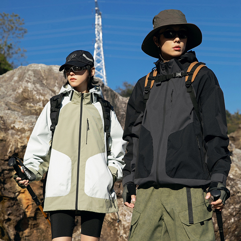 2025 New American Heavy Color Matching Spring Men's and Women's Jackets Loose Casual Hiking Jacket Jackets