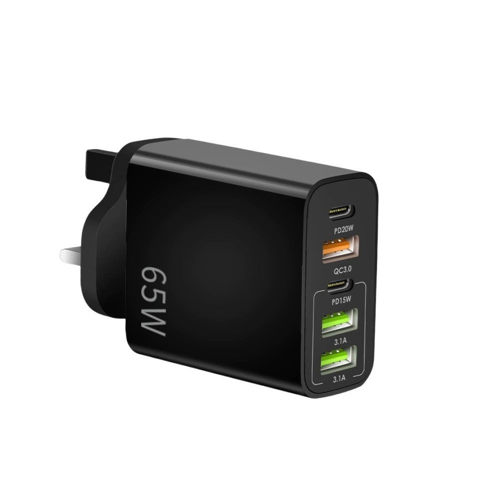 Многоразъемное зарядное устройство 65W, 3 USB + 2 PD быстрая зарядка, вилки EU/US/UK, черное или белое