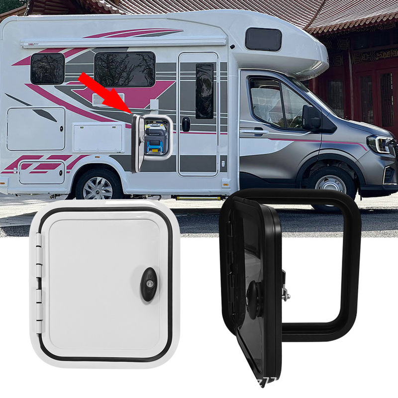 Rv Cabin Door Aluminum Alloy Storage Compartment Cover with Opening 400X350Mm Aluminum Alloy Vertical Hatch Door