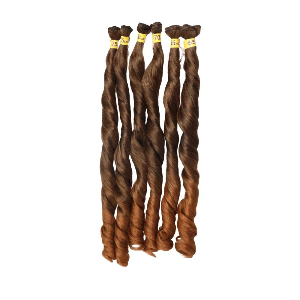 Europa y los Estados Unidos transfronterizos fibra química cortina pelucas sintéticas onduladas grandes cortinas de cabello gradiente cortina de cabello explosiva África