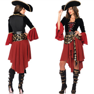 European and American Pirates of the Caribbean Costume Halloween Queen Golden Skull Adult Luxury Stage Cosplay Pirate Costume