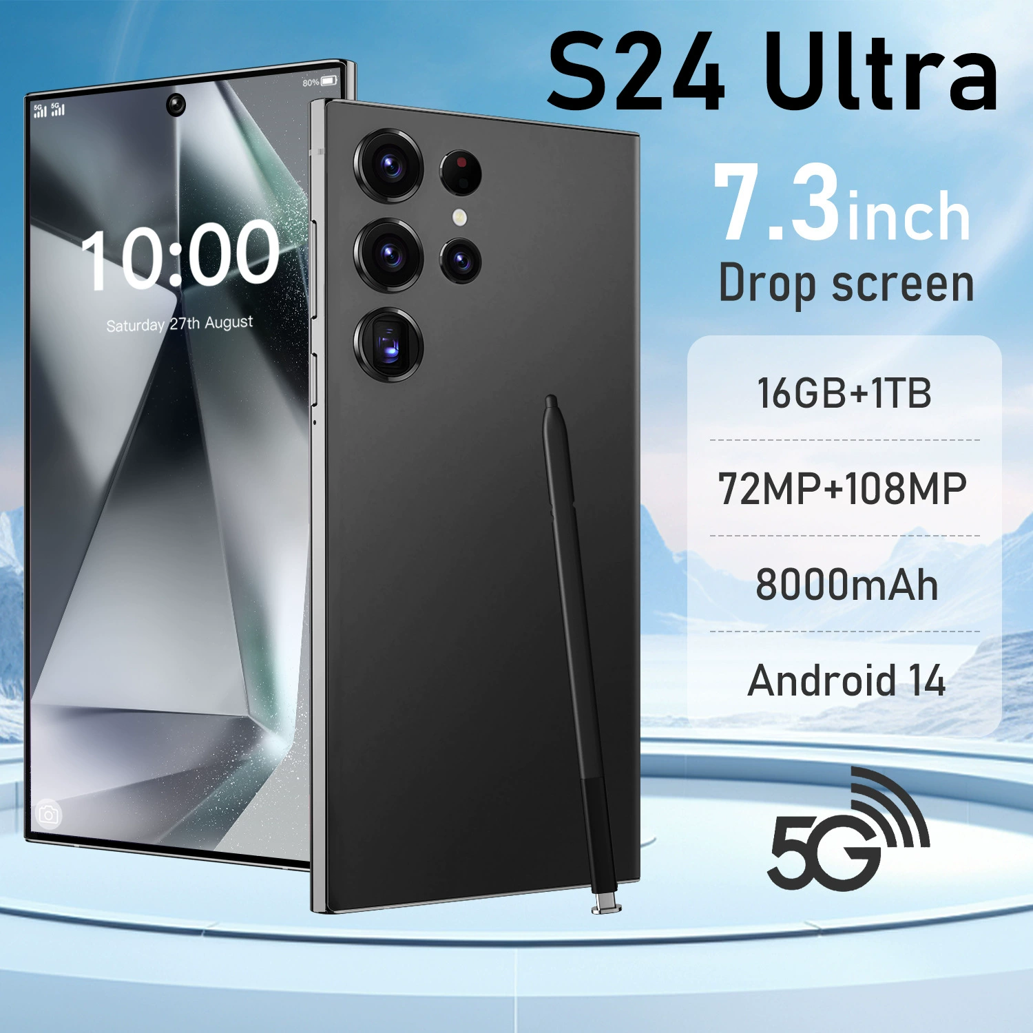 Смартфон Elite S24, 5G, Android, встроенная ручка, варианты 16ГБ+1ТБ