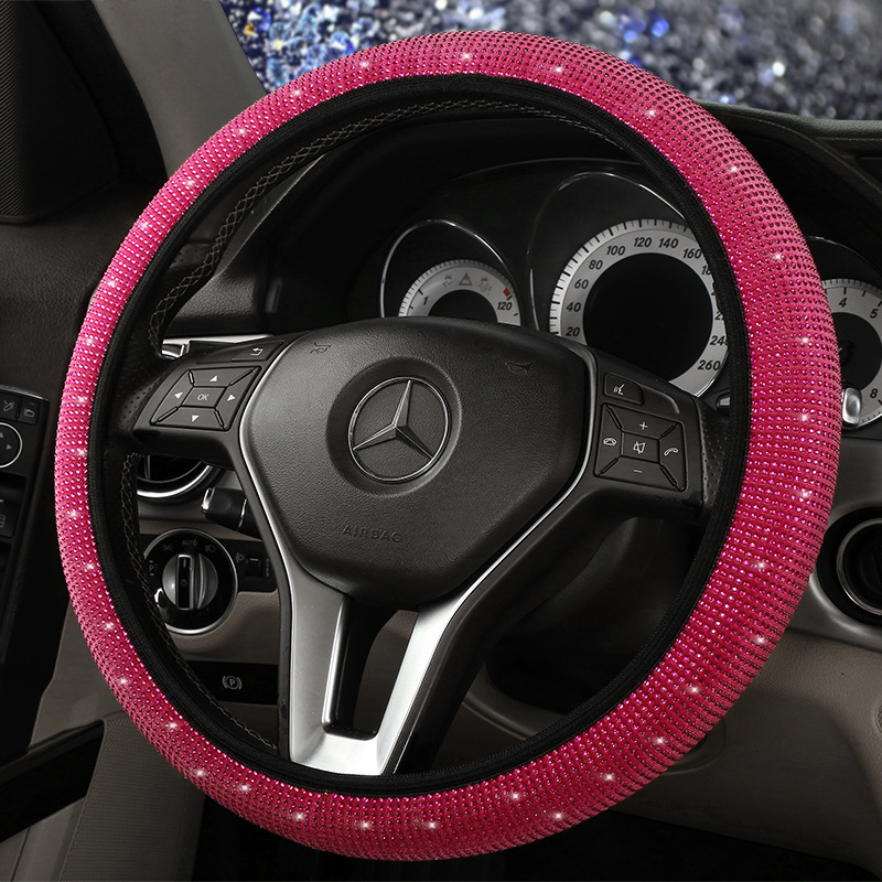 Nuevo coche volante cubierta primavera y verano completo diamante rhinestone perforación caliente sin anillo interior cubierta de la rueda de dirección transfronteriza Amazon