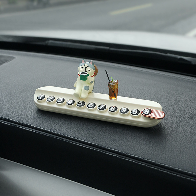 Tarjeta de estacionamiento temporal del automóvil, placa de matrícula, automóvil, teléfono móvil, niña creativa del automóvil, decoración del automóvil