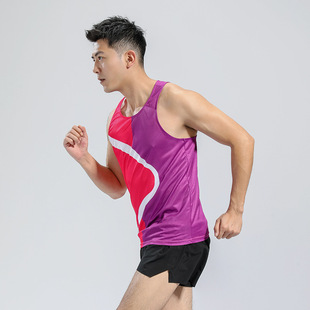 Summer Men's Sports Running Quick-drying Vest Sleeveless Waistcoat Fitness Track and Field Marathon Racing Lightweight Training Suit