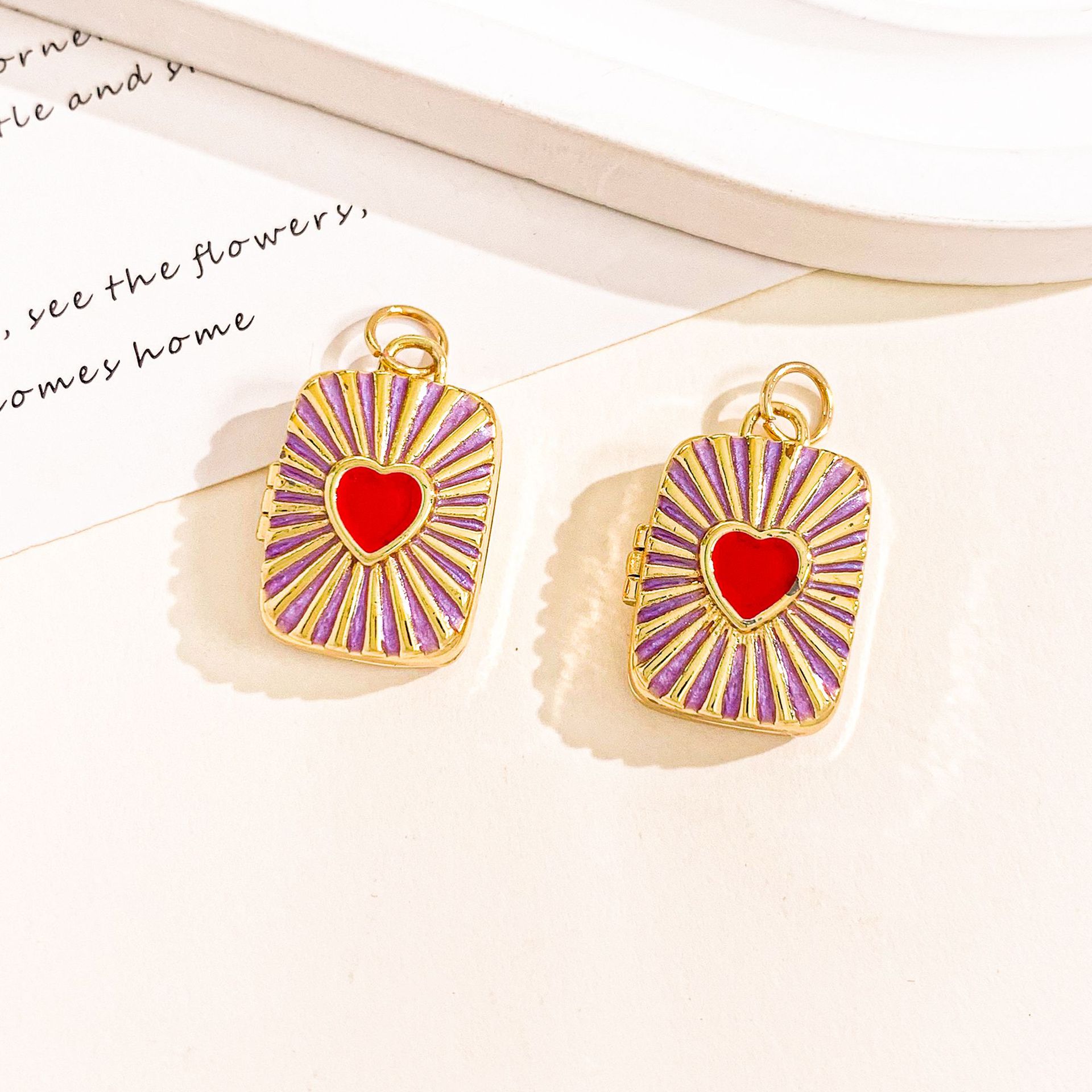 XL4692 love gold purple photo clip pendant can be opened