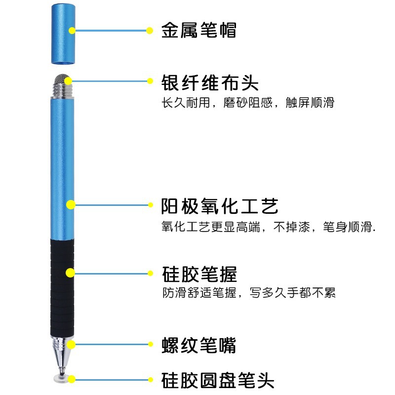 meepss平板手寫筆通用款觸控筆觸摸筆圓盤布頭適用ipad雙頭電容筆