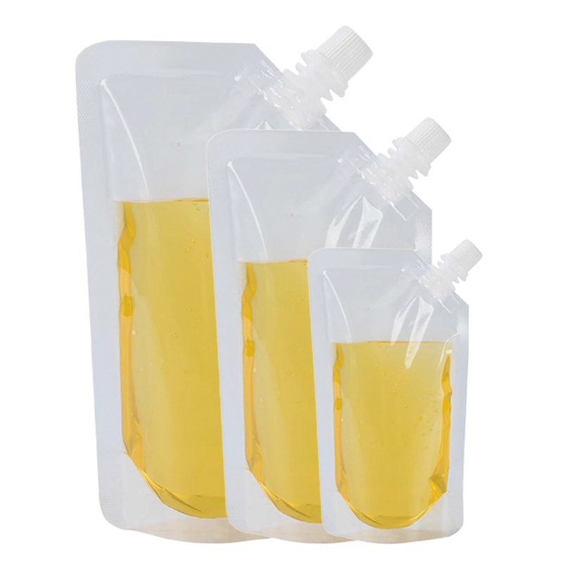 Bolsa de Medicina China desechable en stock sellado compuesto PE plástico grado alimenticio transparente auto-permanente boca oblicua boquilla de succión bolsa de sopa bolsa de embalaje