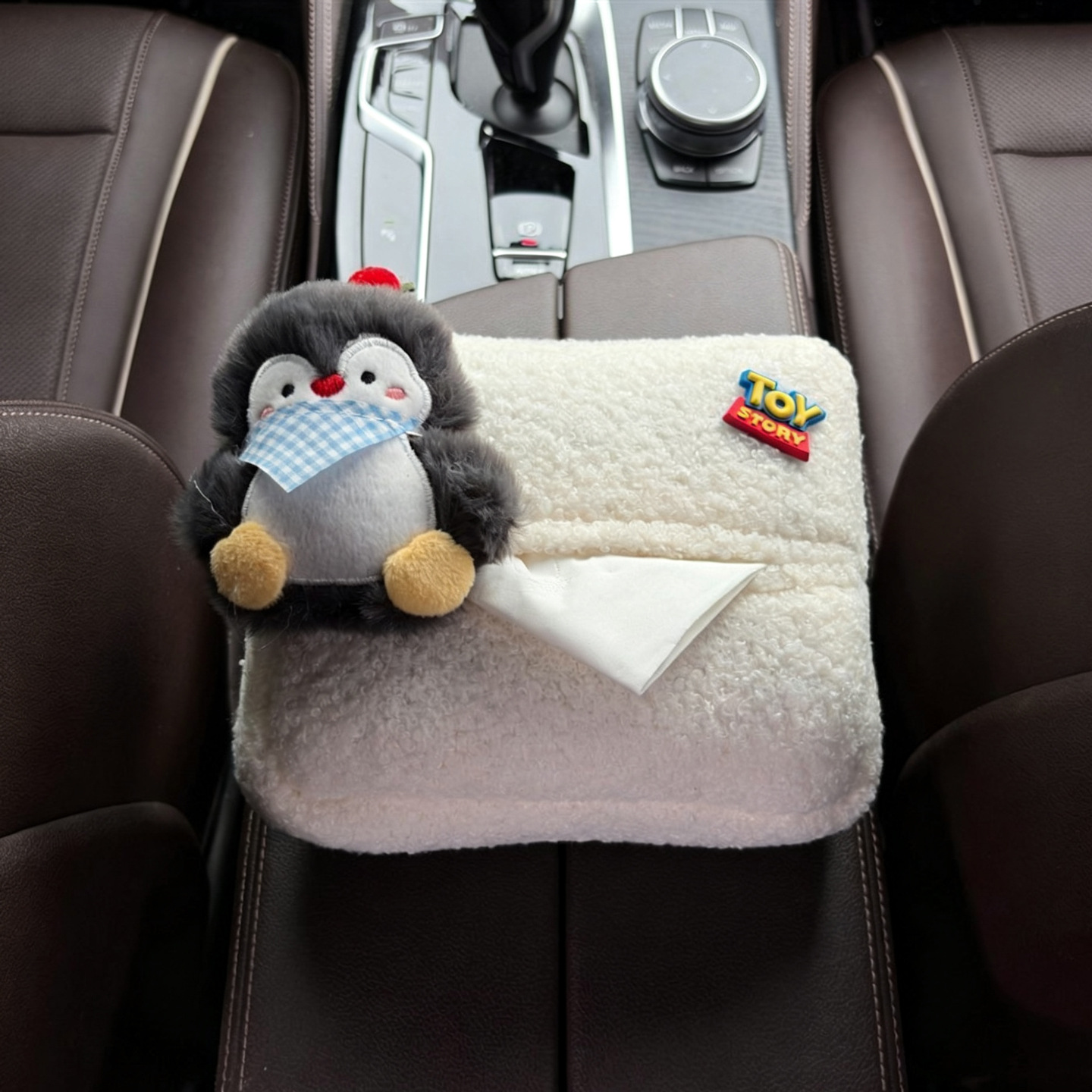 Car tissue holder penguin car tissue bag car tissue box in-car hanging tissue bag armrest box seat creative design