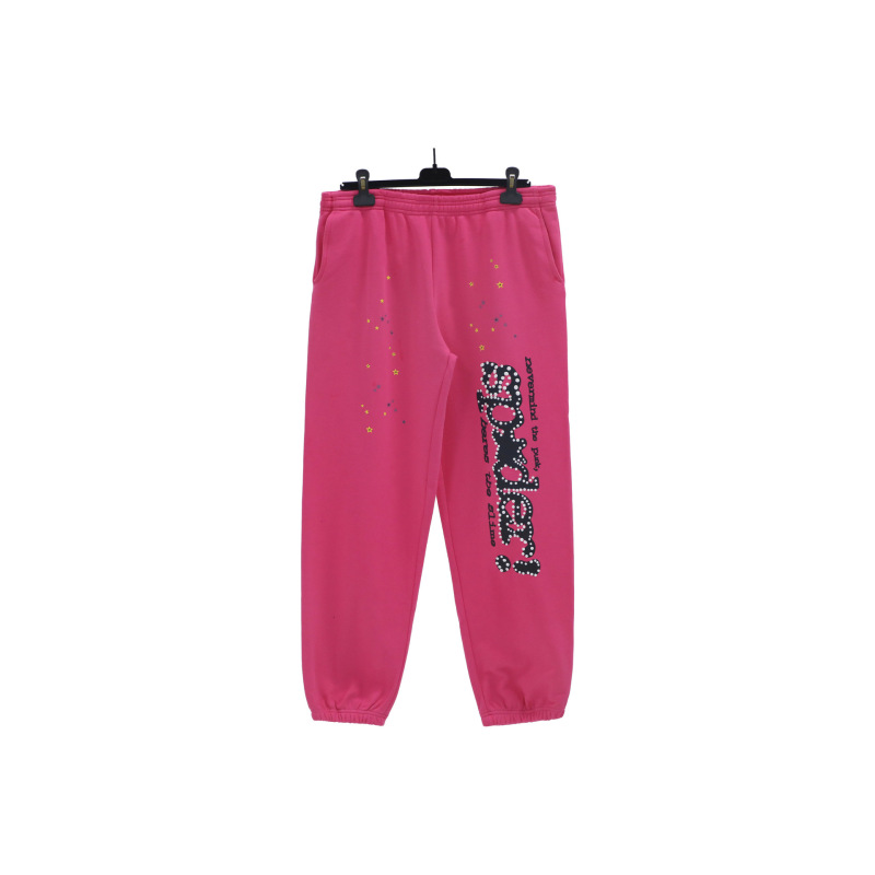 Sp1derヒップホップ歌手Young Thugと同じスタイルのフォームレター555555カップル用パーカーPinkスウェットシャツ|undefined