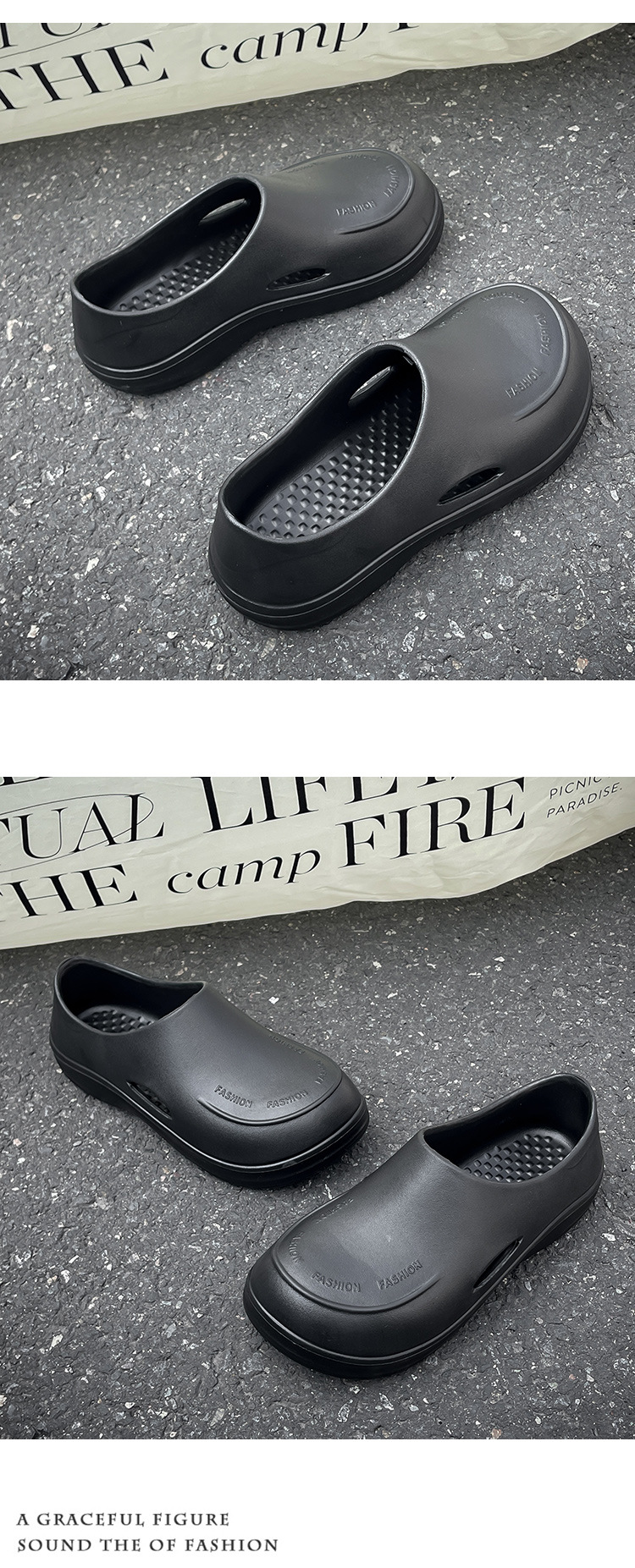 Women's Thick Soled Mules Closed Toe Height Increasing Slippers_voghion.com