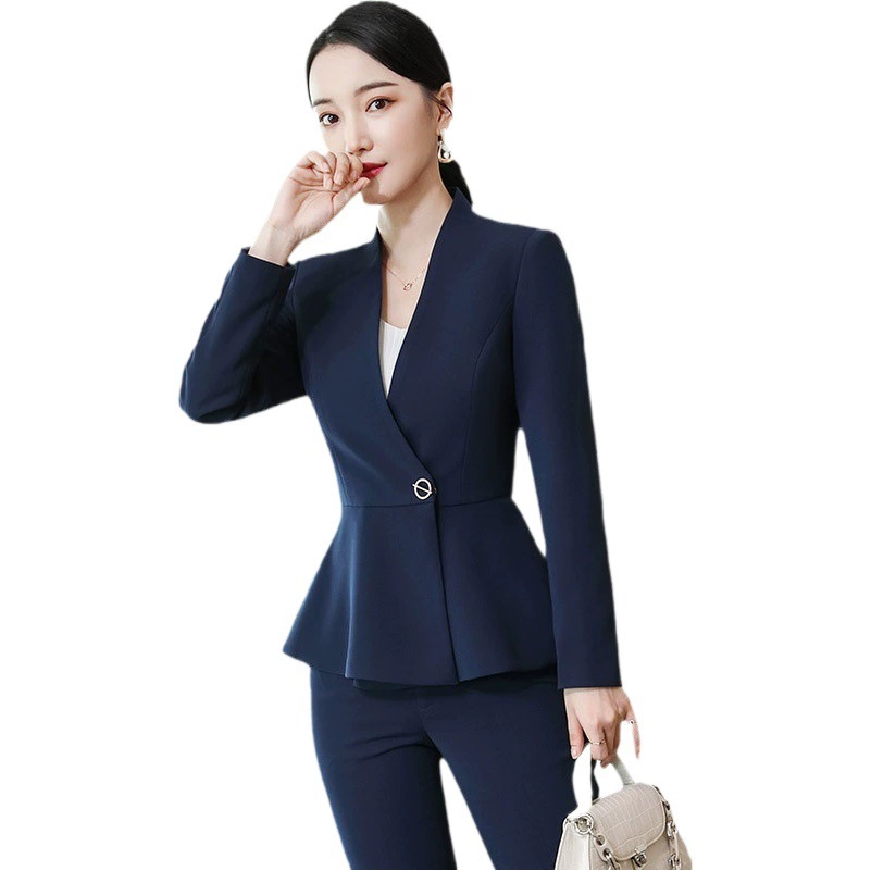 Серый костюм женский 2023 весна и осень Новая Элитная Деловая одежда официальное платье отель ювелирный магазин Рабочая одежда