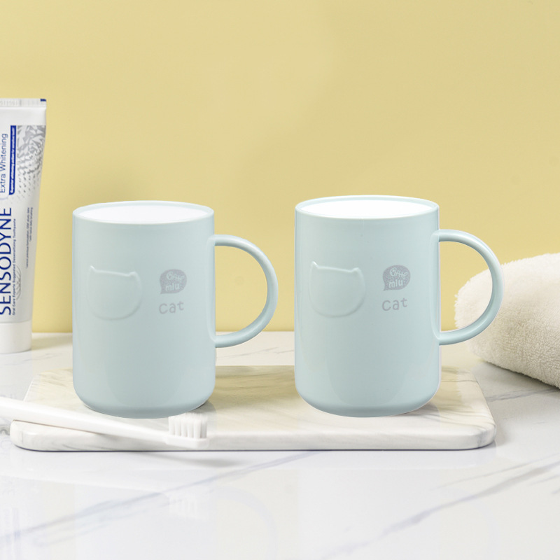 Durable Plastic Toothbrush Cup For Couples With Handle Cartoon Style_voghion.com