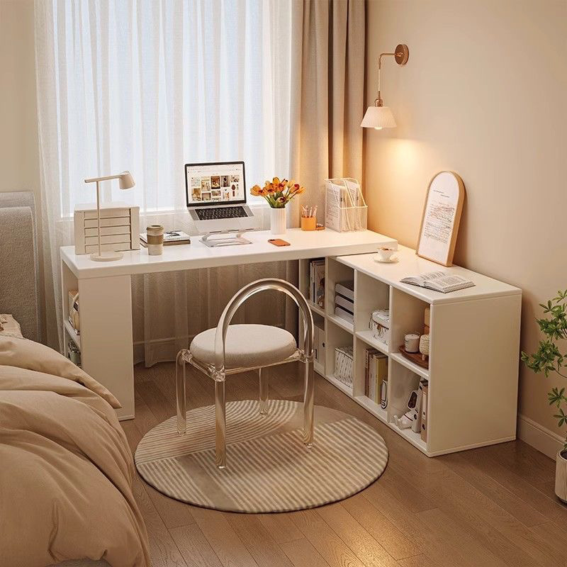 Solid Wood Desk Bedroom Simple Bedside Computer Desk L-Shaped Desk Bookcase Integrated Table Corner Desk