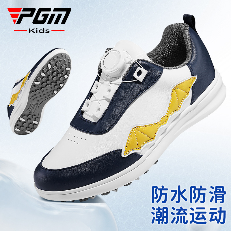 PGM 어린이 골프화 청소년 노브 스트랩 운동화 소년 소녀 방수 미끄럼 방지 경량 아동용 신발