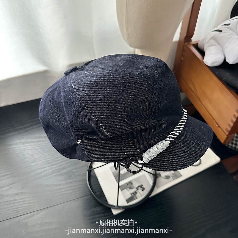 2025新款纯色手工编绳鸭舌八角帽早秋休闲简约时尚百搭画家报童帽|undefined