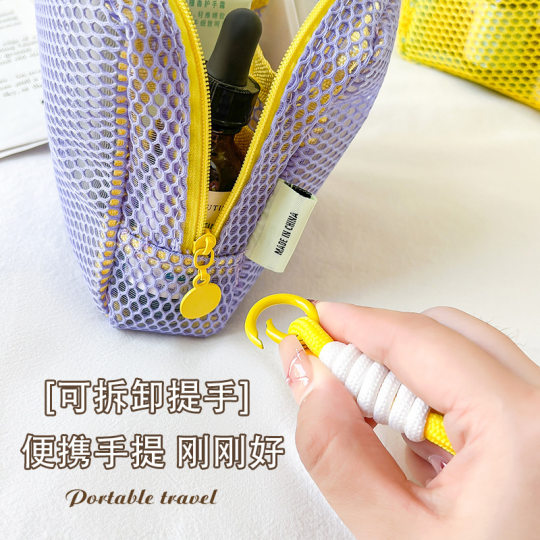 Cross-border tofu bag mini coin purse large capacity mesh cosmetic bag dopamine mesh cloth lady mouth red envelope color