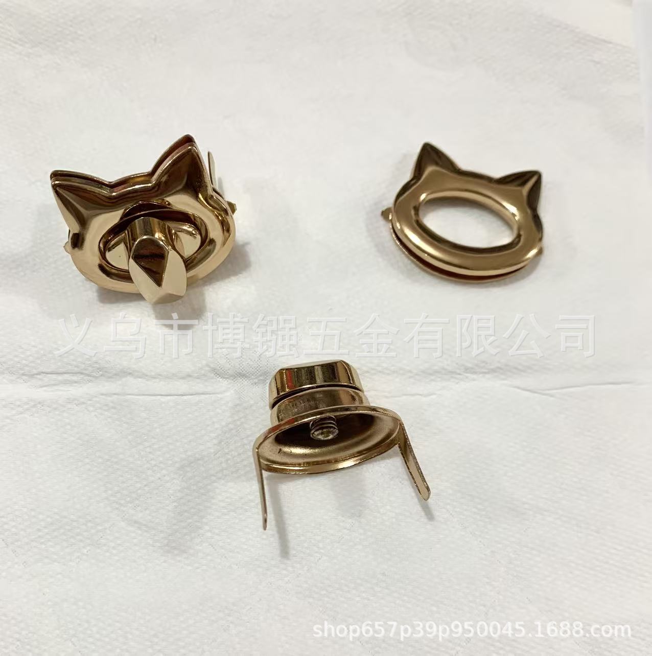 Fashionable bag hardware locks, metal cat head twist locks for handbags and women's bags, DIY woven bag twist locks wholesale