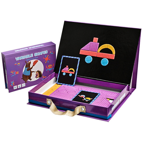 Preschool Geometric Shape Magnetic Puzzle Educational Toy for Kids Magnetic Brain Teaser DIY Game