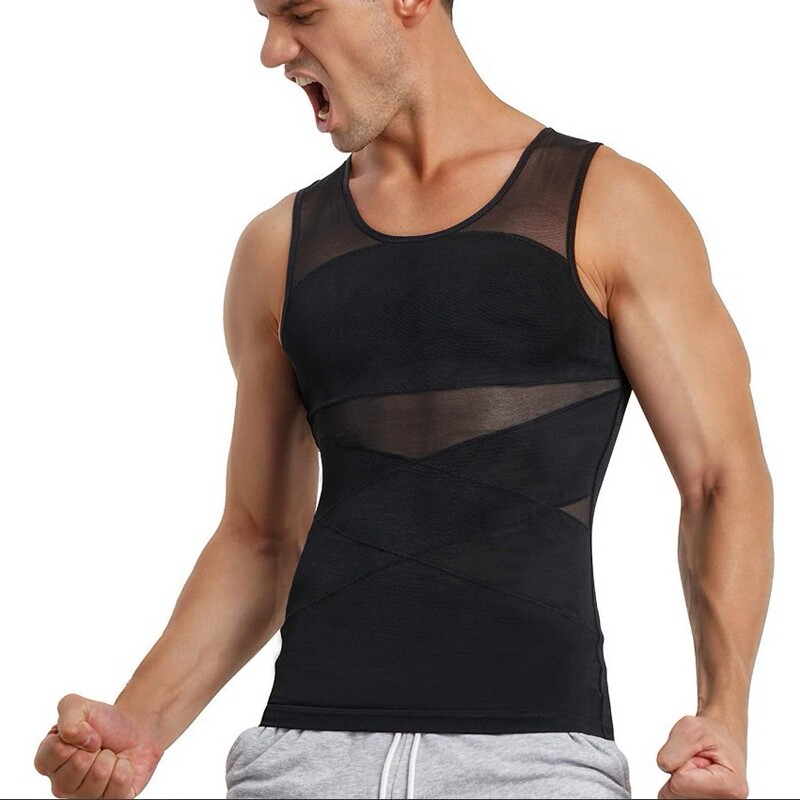 Cross-Border Men's Shapewear Vest Underwear, High-Elastic Mesh Breathable Tummy Control Top, Sweat-Wicking Compression Tight-Fitting Hidden Vest Cross-Border Men's Shapewear Vest Underwear, High-Elastic Mesh Breathable Tummy Control Top, Sweat-Wicking Compression Tight-Fitting Hidden Vest