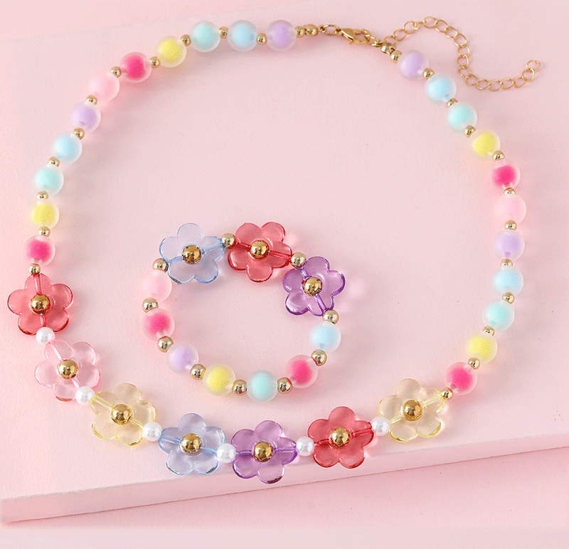 Sweet Flower Beaded Handmade Children Unisex Bracelets Necklace display picture 1