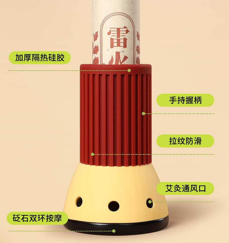 Bian Stone Moxa Fire Tube 4cm Head Therapy Tool with Extinguishing Cap for Du Meridian Back Massage quality and texture