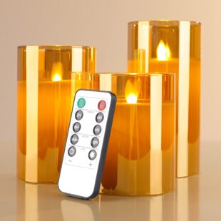 Amazon glass cover lamp three-piece electronic candle lamp simulation LED electronic candle lamp decorative glass cover