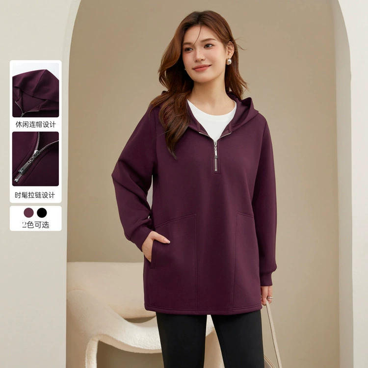 Полноцветное шоу большой размер женской личности нишевые дикие худые полузастежки-молнии с капюшоном толстые mm2024 зимние новые