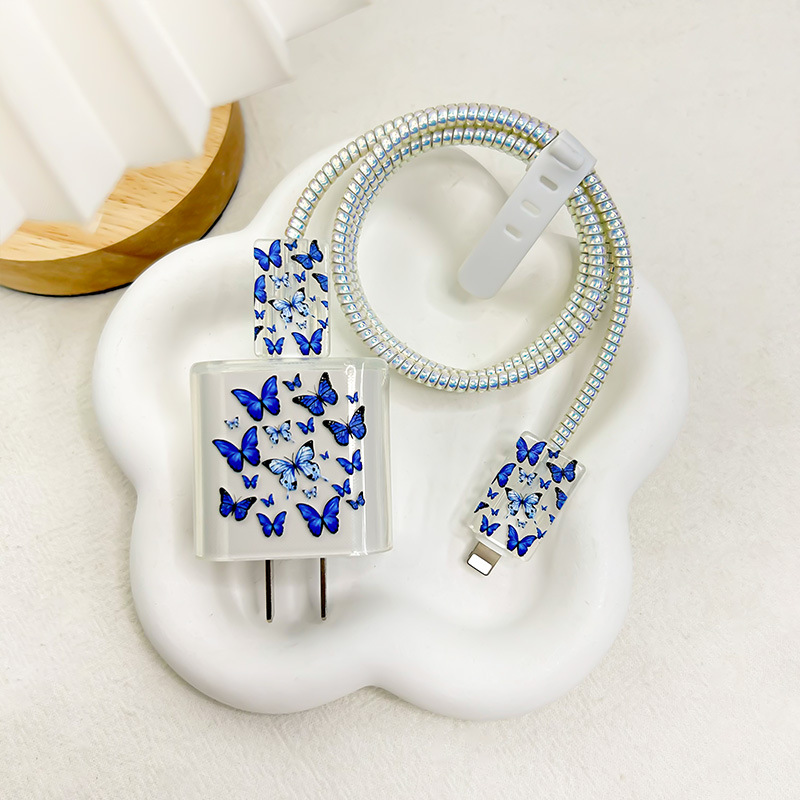 Funda protectora transparente para cargador Apple de 20/18W, protector de cabezal de carga, protector de cable para cable de datos 16/15, vida útil.