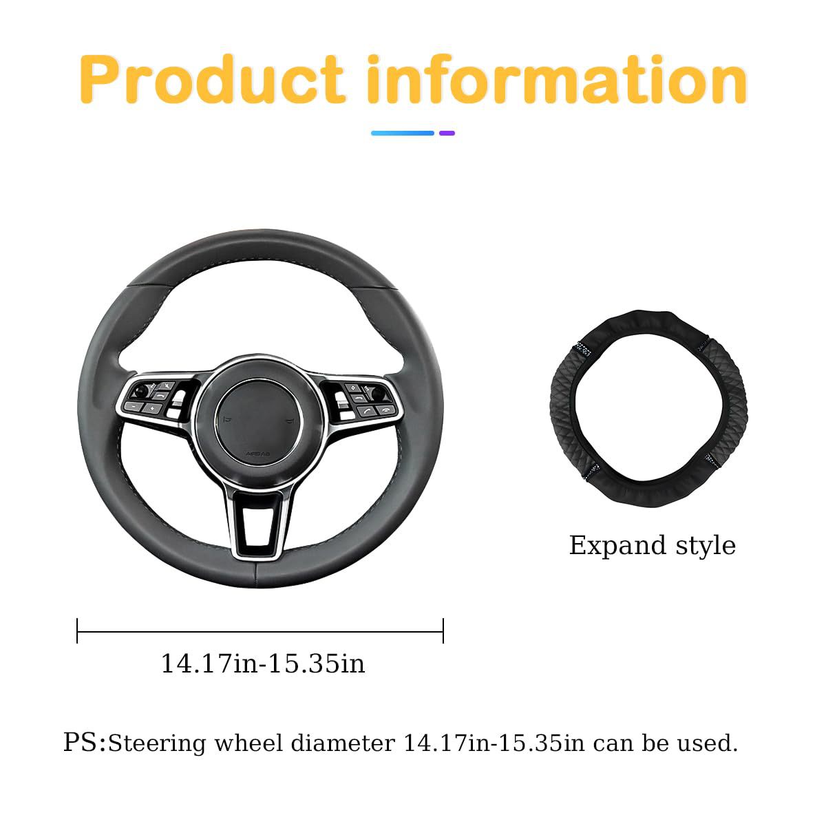 Factory Direct Sales Cross-Border Colorful Rhinestone Car Steering Wheel Cover, Leather Three-Dimensional Interior Handle Cover Without Inner Ring
