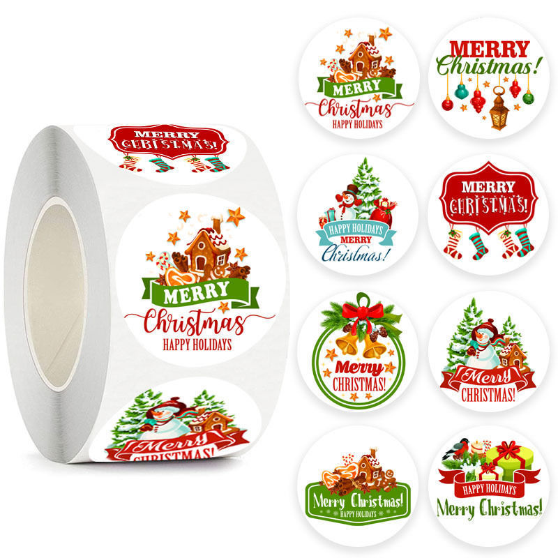 Christmas tape 500 stick/Cartoon Christmas happy decorate Apple gift Snowflake Santa Claus Sealer