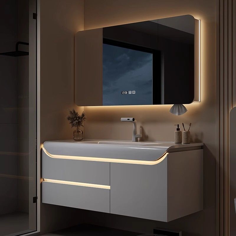 Simple Modern Design Anti-Fog High-Value Bathroom Vanity Solid Wood Solid Wood Countertop Bathroom Cabinet Combination