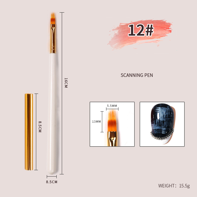 Cepillo de uñas japonés cepillo de uñas varilla de madera pluma de pintura pluma de dibujo gradiente en forma de abanico floreciente francés fototerapia pluma herramienta cepillo