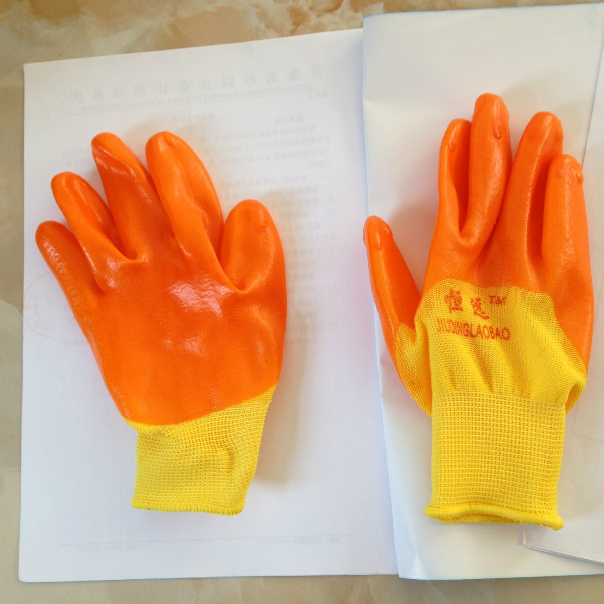 厂价批发手部手套 防护PVC进口胶尼龙浸胶劳保牛筋手套耐油耐酸碱