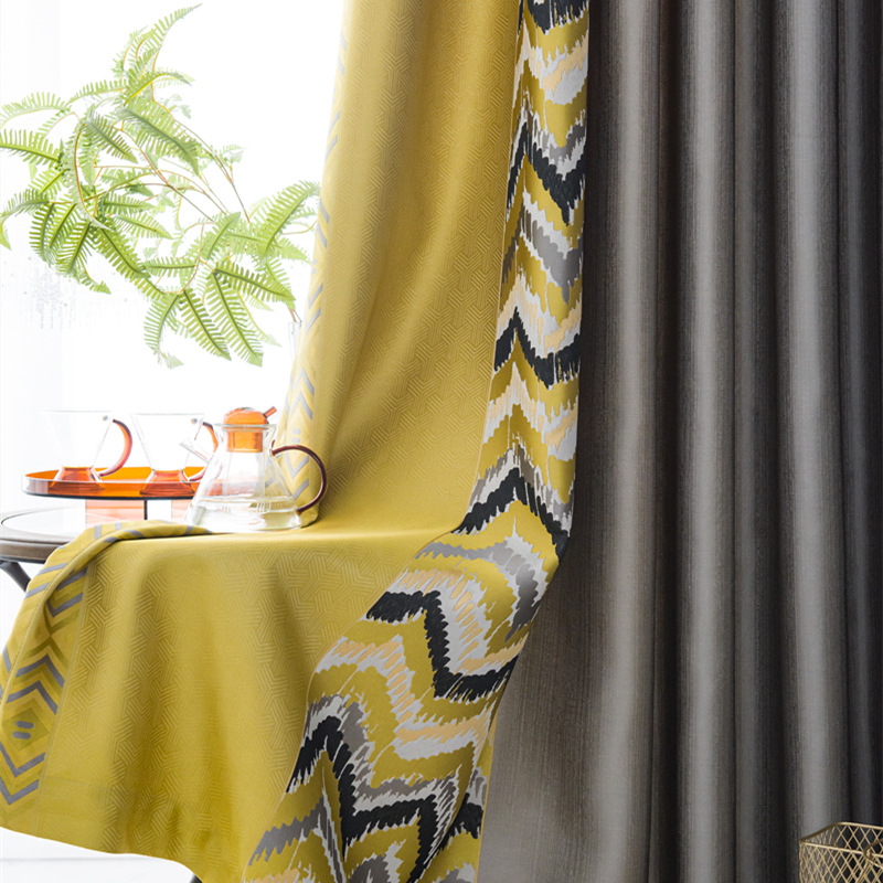 modern Simplicity thickening Precise Silk like seamless Mosaic shading Curtains a living room bedroom curtain finished product