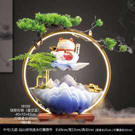 创意招财流水摆件客厅大象摆饰循环水喷泉办公室桌摆乔迁开业礼品