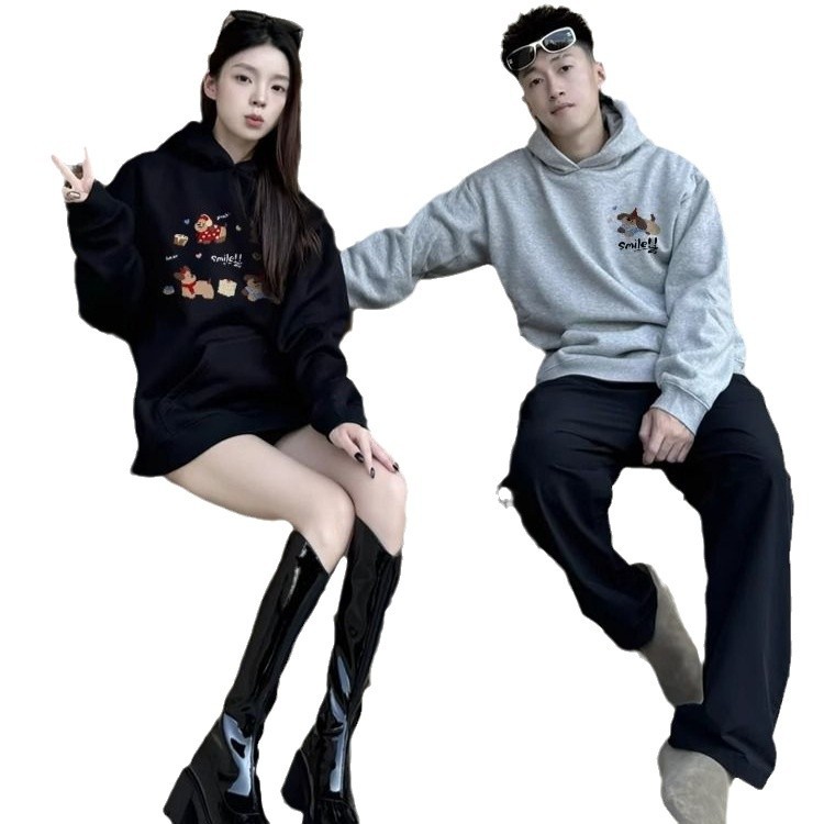 고급 센스 재미있는 커플 옷 봄과 가을 2025 새로운 가을과 겨울 슈퍼 핫 브랜드 양털 재킷 옷