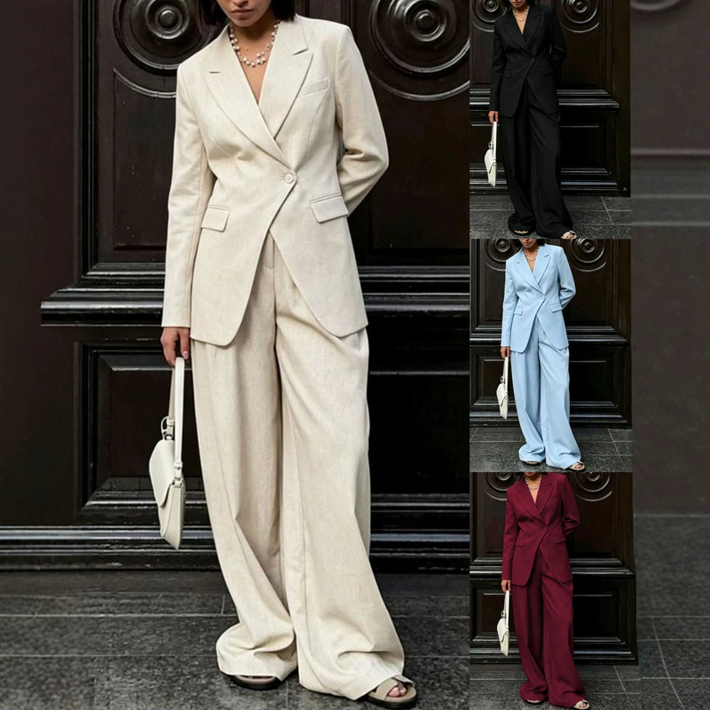 Amazon European and American 2026 Autumn and Winter New Solid Color V-Neck Stylish and Elegant Two-Piece Suit for Women Amazon European and American 2026 Autumn and Winter New Solid Color V-Neck Stylish and Elegant Two-Piece Suit for Women