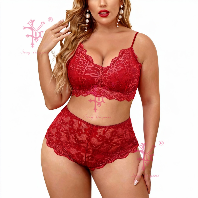 Encaje lencería sexy europea y americana sin quitar entrepierna abierta transparente ligeramente gorda pasión encanto de medianoche perspectiva pijama sexy