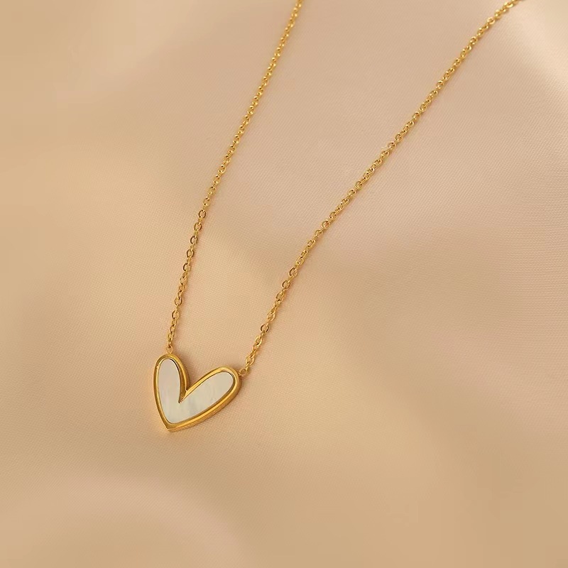 Fashion Heart Shape Titanium Steel Plating Shell Womenu0027S Earrings Necklace