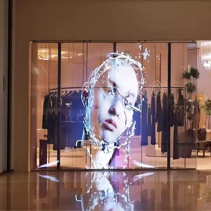 屋内 LED クリスタルフィルムスクリーン自己粘着フィルムガラスカーテンウォールウィンドウ広告柔軟な透明クリスタル LED ディスプレイ|undefined