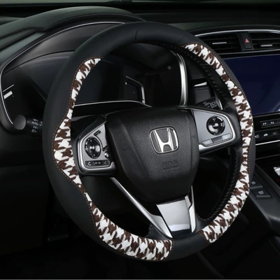 Steering Wheel Cover, Steering wheel cover - brown-and-white-38cm