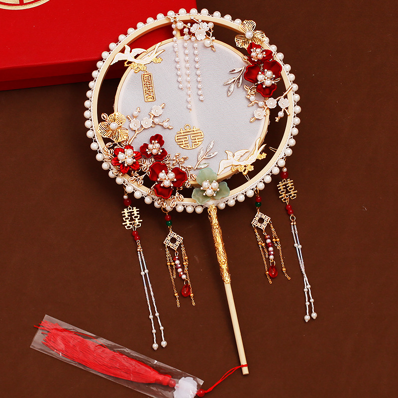 A set of DIY ancient-style wedding fans for a bride, including materials for making a phoenix fan, direct sales from the manufacturer