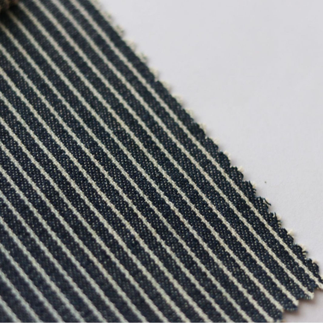 [Denim] Jacquard tecido azul denim rayas sombrero pantalones almohada tela artesanía image 3