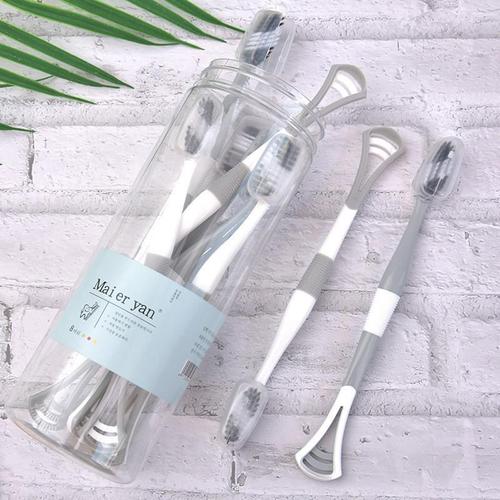 Bucket toothbrush 8 soft bristles ultra-fine soft wide head macaron color cleaning oral tongue scraping toothbrush